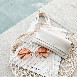 Pastel peach orange round fashion sunglasses